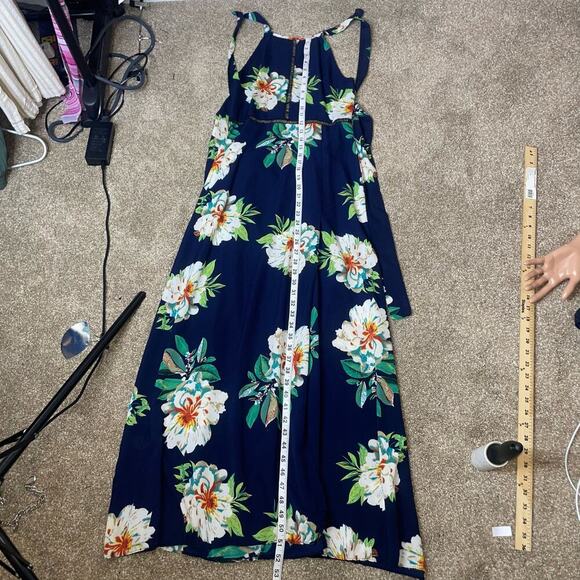 Crepe Floral  Halter Top Open Back Maxi Dress Size S By Yoins Yours Inspiration - Picture 10 of 10